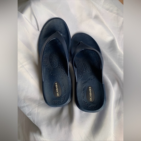 Okabashi Shoes - Okabashi Support Sandals Flip Flops Women's Dark Navy Blue Medium/Large